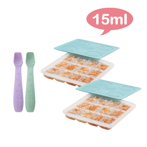 【2angels】矽膠副食品製冰盒(2組) + 餵食湯匙