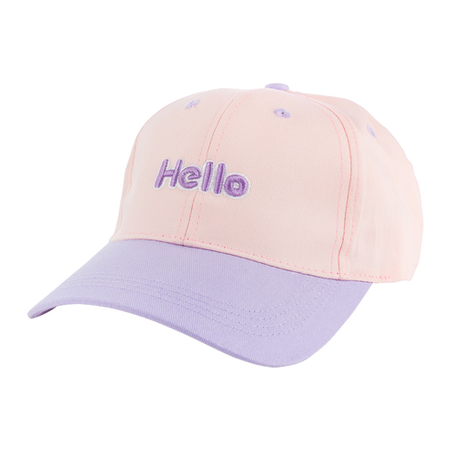 【HUGGER】小文青撞色兒童棒球帽 Hello粉紫色