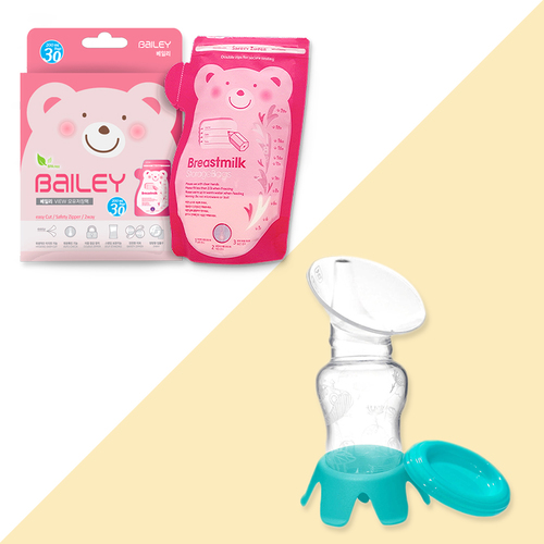 BAILEY感溫母乳儲存袋(壺嘴型30入)+集乳器 BAILEY感溫母乳儲存袋(壺嘴型30入)+集乳器
