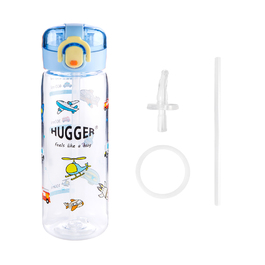 【HUGGER】兒童彈蓋吸管水壺 500ml 交通工具 + 2組吸管