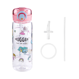 【HUGGER】兒童彈蓋吸管水壺 500ml 夢幻小公主 + 2組吸管