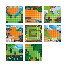 【AniBlock安尼博樂】 AR積木拼圖 2色圖卡擴充包 (橘&綠)