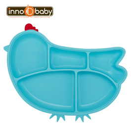 【Innobaby】歡樂小雞矽膠防滑餐盤(水藍)
