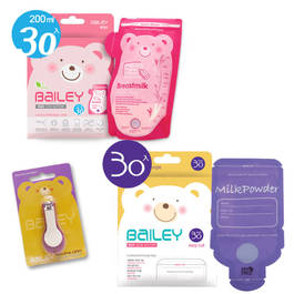 【Bailey】感溫母乳袋(指孔型60入)+奶粉袋(30入)+指甲剪