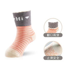 sNug 健康童襪(止滑)-橫紋粉橘