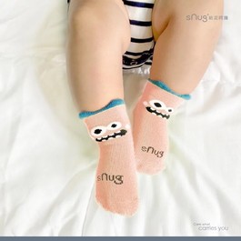 sNug 新生兒寶寶襪-粉怪獸