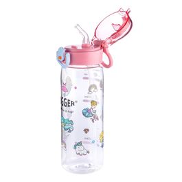 【HUGGER】兒童彈蓋吸管水壺 500ml 夢幻小公主 + 2組吸管