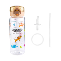 【HUGGER】兒童彈蓋吸管水壺 500ml 動物世界 + 2組吸管