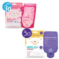 【Bailey】感溫母乳儲存袋(壺嘴型30入)+奶粉袋(30入)