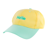 【HUGGER】小文青撞色兒童棒球帽 Hello黃綠色