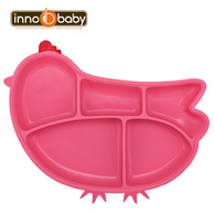 【Innobaby】歡樂小雞矽膠防滑餐盤(桃紅)