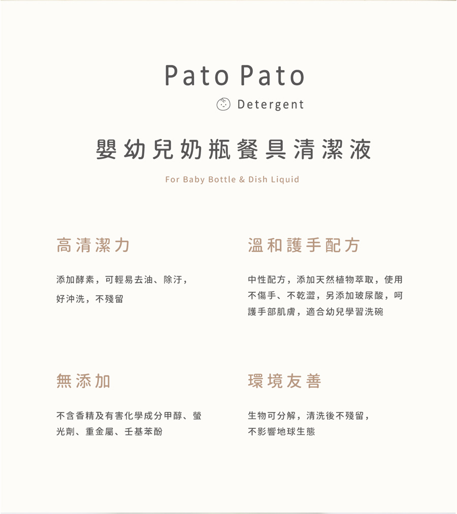 PatoPato 嬰幼兒奶瓶餐具清潔液 PatoPato 嬰幼兒奶瓶餐具清潔液