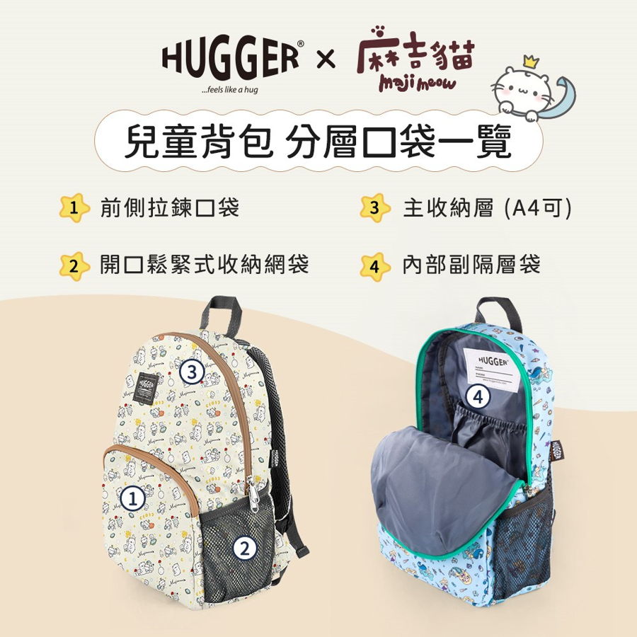 HUGGER 限量聯名款 兒童背包 麻吉貓