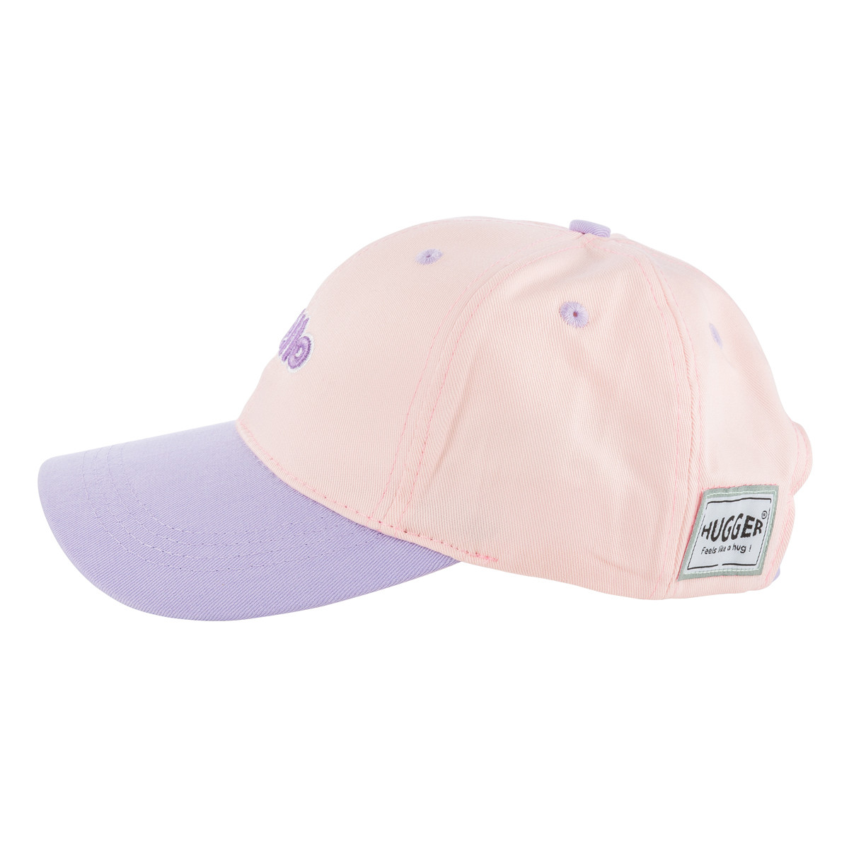 小文青撞色兒童棒球帽粉紫色側面