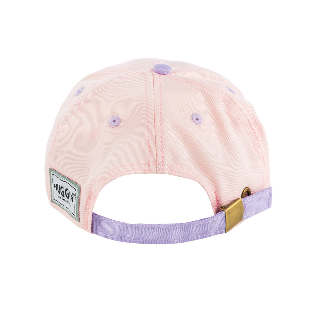 小文青撞色兒童棒球帽粉紫色背面