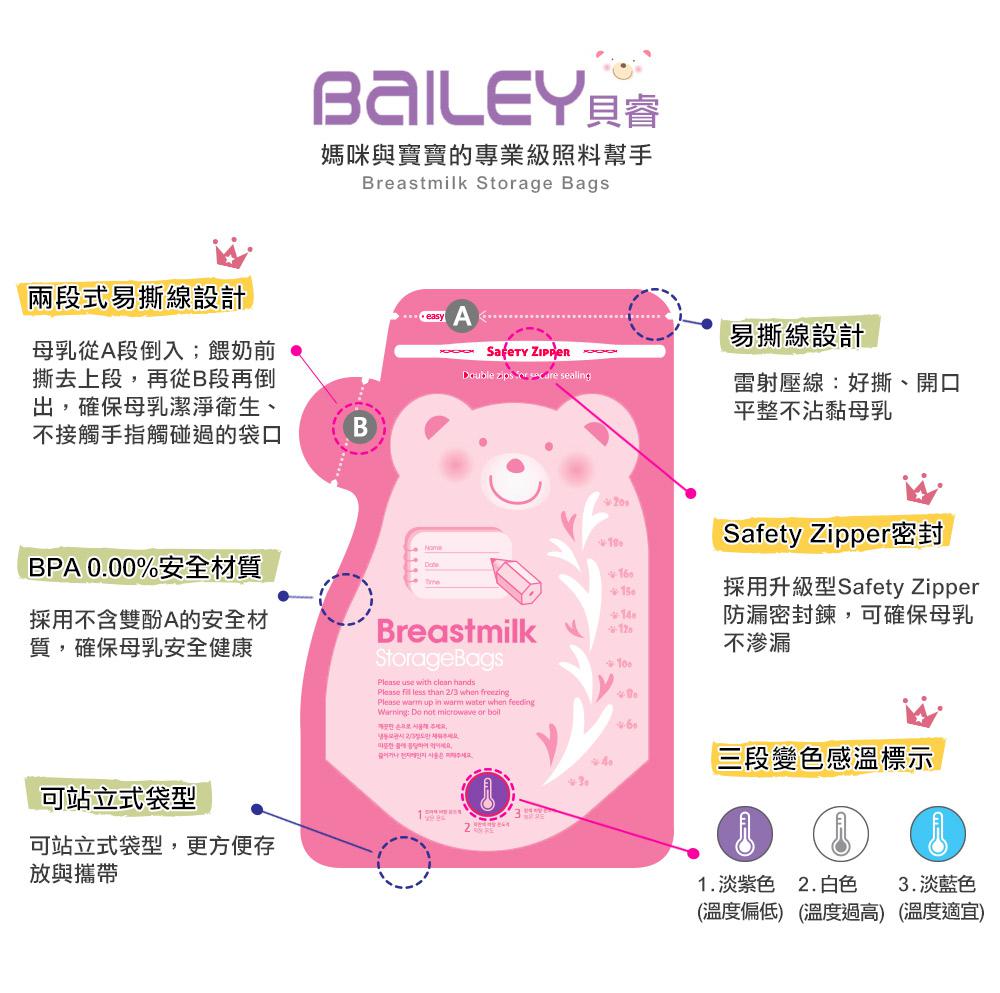 BAILEY母乳儲存袋(壺嘴型) 200ml 30入