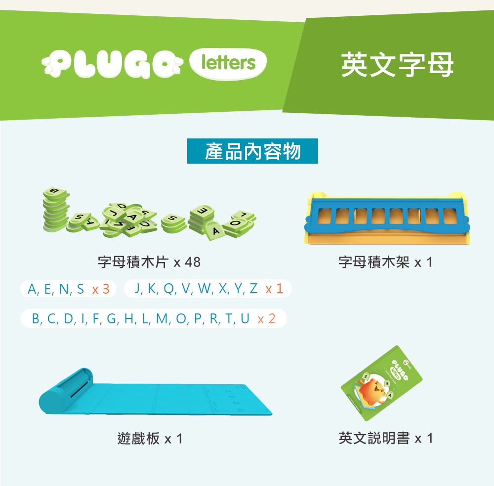 PLUGO 互動式益智教具 英文單字 組合內容